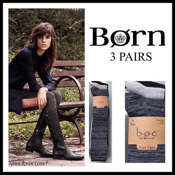 Born Accessories - 3 PAIRS B.O.C. TALL KNEE HIGH BOOT SOCKS A3C